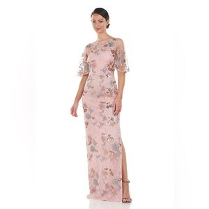 J S Collections Daphne Flutter Column Gown